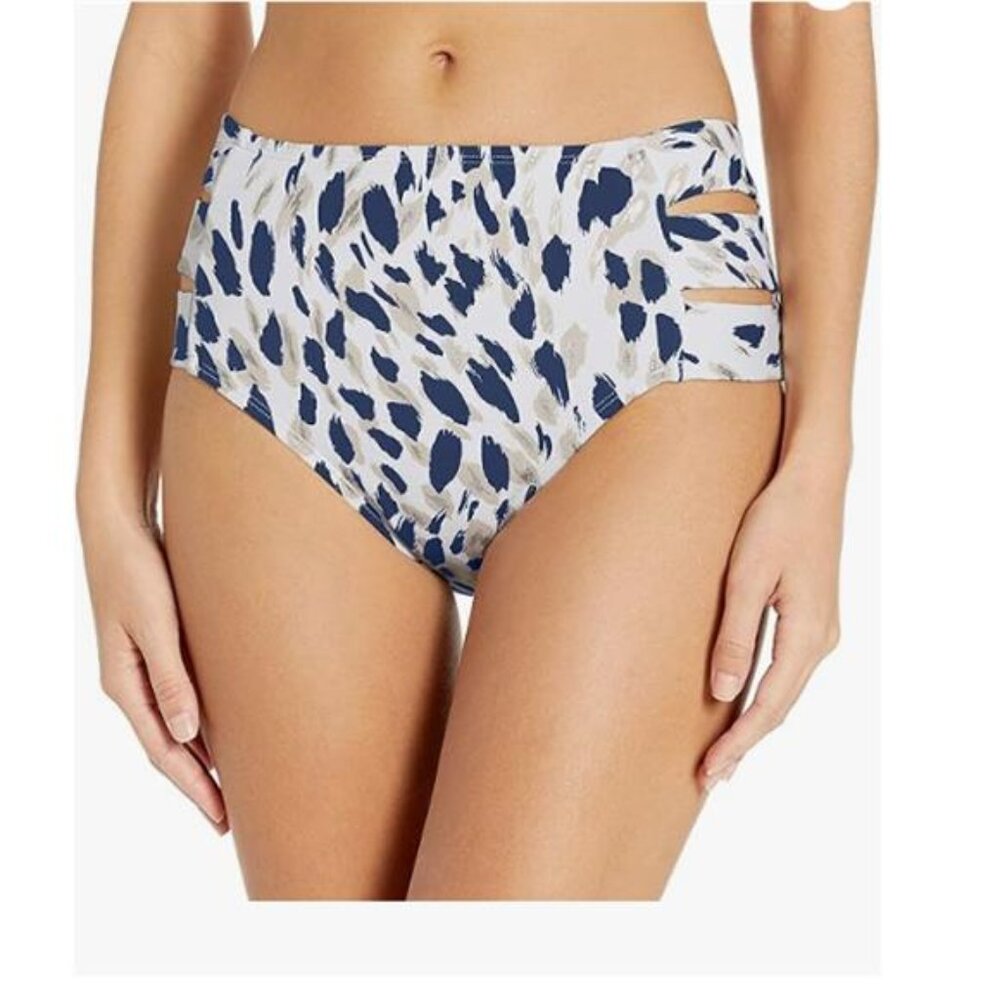 NEW La Blanca High Waisted Swimsuit Bottoms Blue Moon Brushstroke Women's 10
